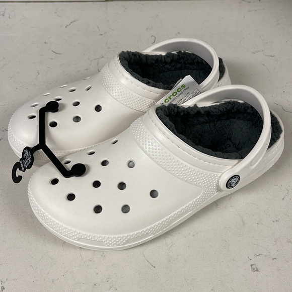 CROCS Shoes - Crocs Classic Lined Clogs NWT White & Grey Unisex  Size Women’s 9 - Mens 7